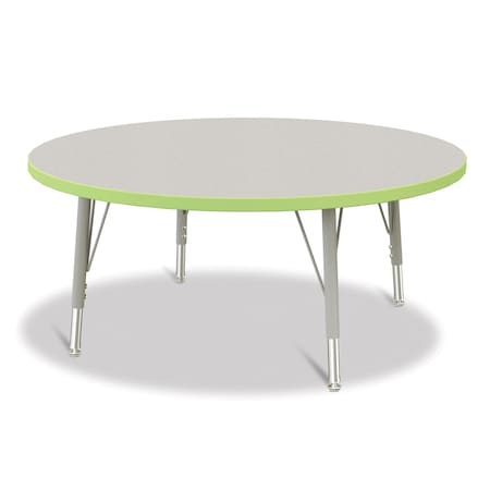 Jonti-Craft Berries Round Activity Table, 42 in. Diameter, E-height, Freckled Gray/Key Lime/Gray 6468JCE130